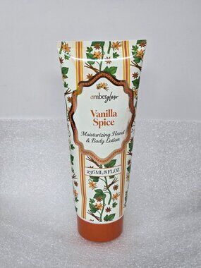 Amber Glow Vanilla Spice Moisturizing Hand & Body Lotion 8 oz Hydrating Skincare